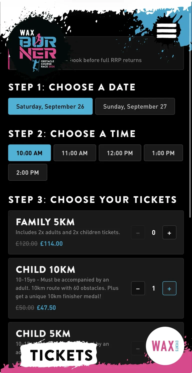 WAX Burner OCR mobile website screenshot