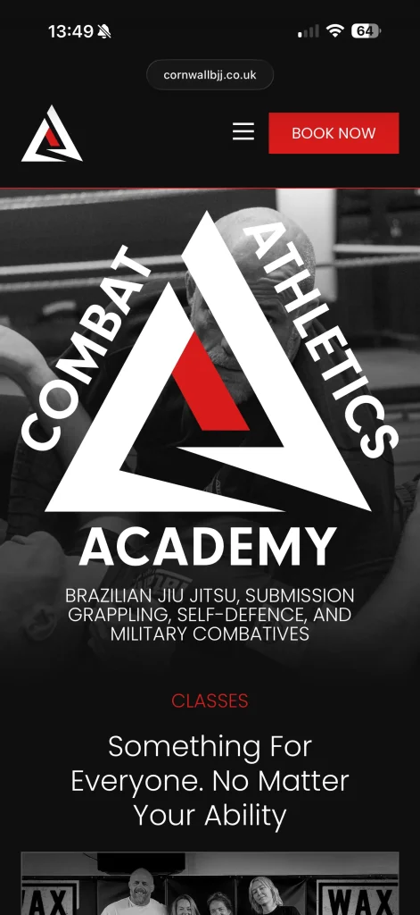 Combat Athletics mobile website screenshot 1