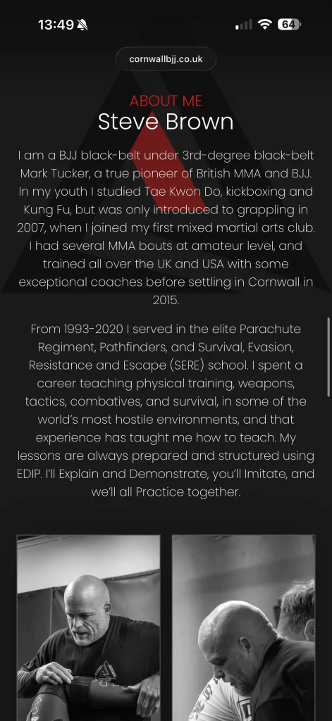 Combat Athletics mobile website screenshot 2