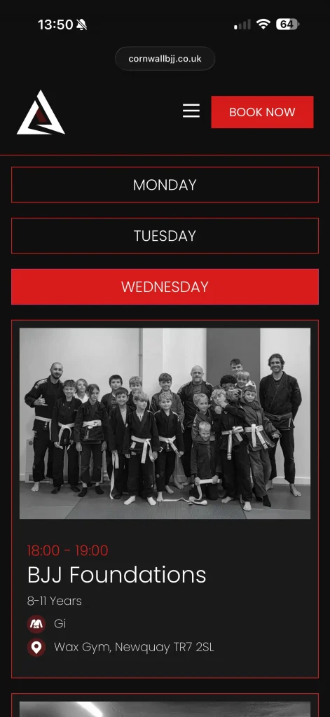 Combat Athletics mobile website screenshot 3